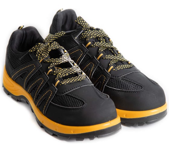 Полуботинки рабочие DOWELL стальной подносок, S1P SRC, иск. кожа + сетка, стальн. стелька, чёрный+жёлтый, размер 45 D82090-45