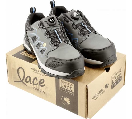 Полуботинки рабочие HOEGERT TECHNIK FULDE LACE SYSTEM S3S SR FO ESD серый/синий, размер 44 HT5K577-44