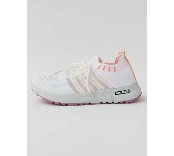 Кроссовки женские спортивные-повседневные URM летние, тканевые, бело-розовые со строчкой, р 40 M20020 1