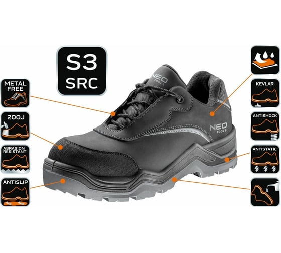 Рабочие полуботинки NEO Tools S3 SRC CE, р. 46, нубук 82-150-46