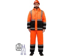 Мужской зимний рабочий костюм ООО Комус зд01-кпк оранжевый/черный, размер 60-62, рост 158-164 1069928