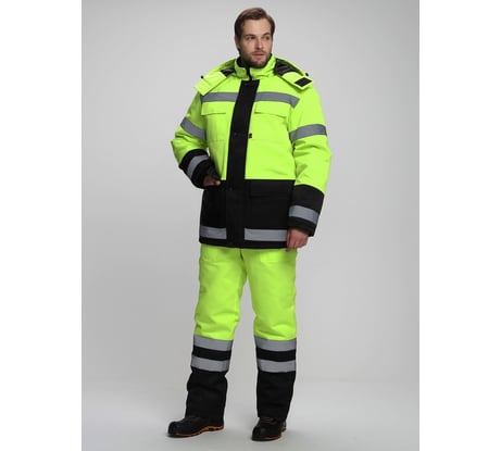 Зимний сигнальный костюм Яркон-2 СОП, ткань Смесовая 210, полукомбинезон, лимонный/черный, 52-54; 182-188 Факел 87487717.006