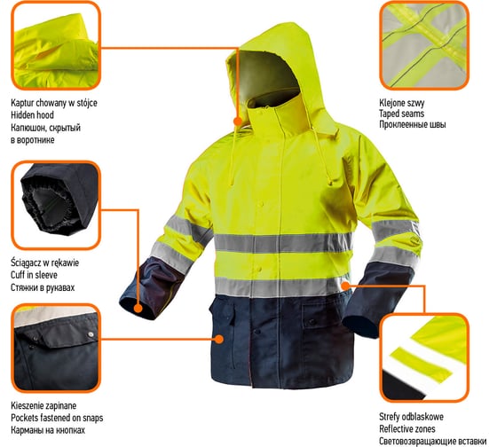 Светоотражающая куртка NEO Tools желтая, размер XXXL 81-720-XXXL
