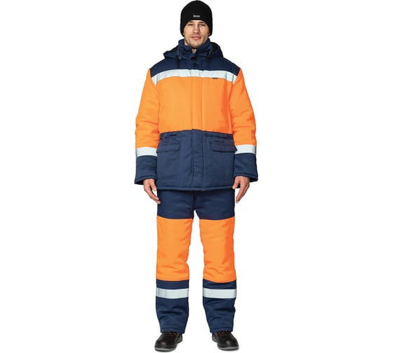 Мужской утепленный костюм Прабо Трасса оранжевый/т.синий 52-54/182-188 6477 1