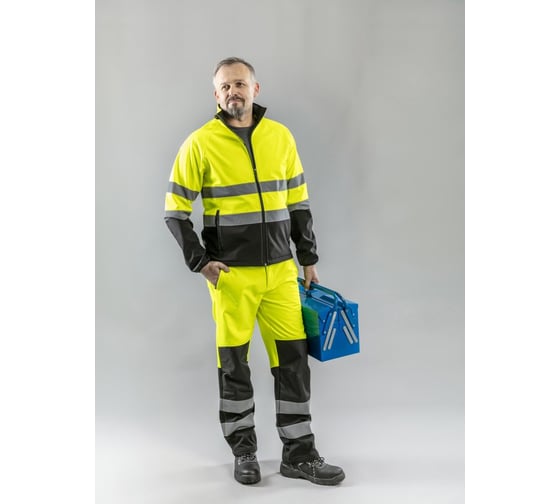 Светоотражающая куртка HOEGERT TECHNIK EXTER Softshell, желтая, размер M HT5K335-M
