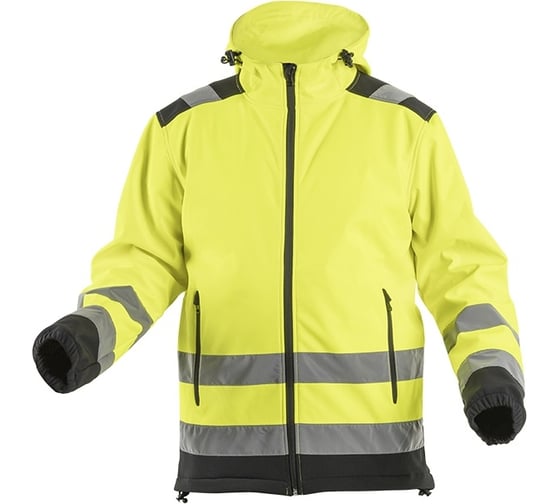 Светоотражающая куртка Softshell HOEGERT TECHNIK ARGEN с капюшоном из мягкой оболочки р.2XL HT5K257-2XL