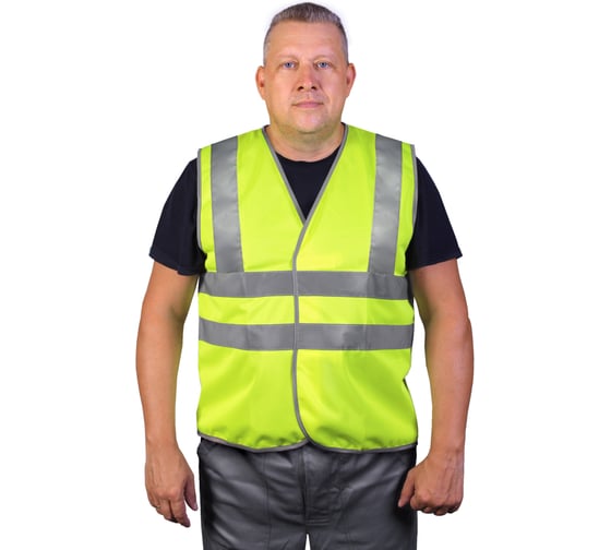Жилет сигнальный с четырьмя светоотражающими полосами (3Э) лимонный 917л-48-50 БЕРТА