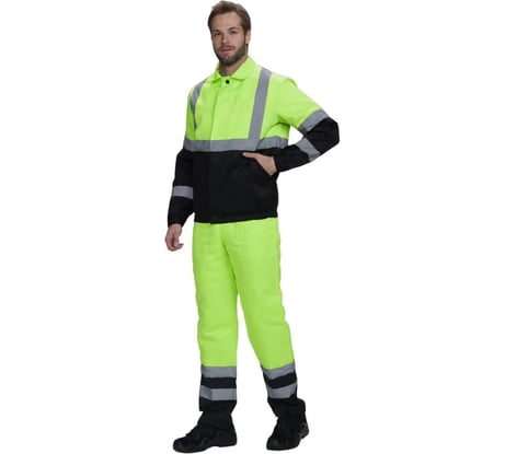 Костюм ФАКЕЛ Дорожник, с укороченной курткой, лимонный/черный, рост 56-58, р. 170-176 87489492.007