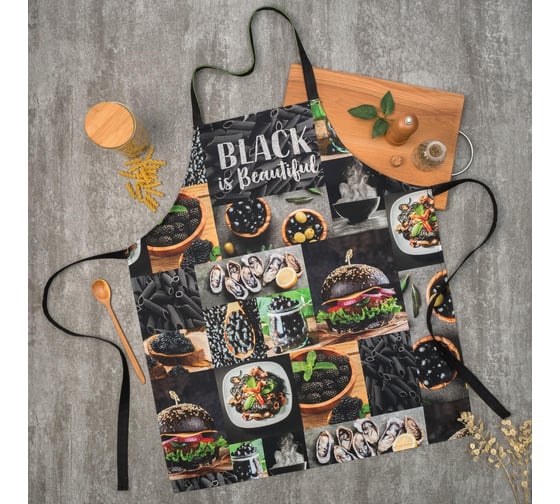 Фартук Этель BLACK 60x70 см, 100% хлопок, саржа 190 г/м2 4136525