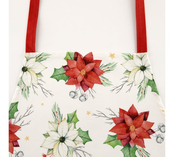 Фартук Этель Christmas red flowers 60x70см, 100% хлопок, саржа 190 г/м2 5215725