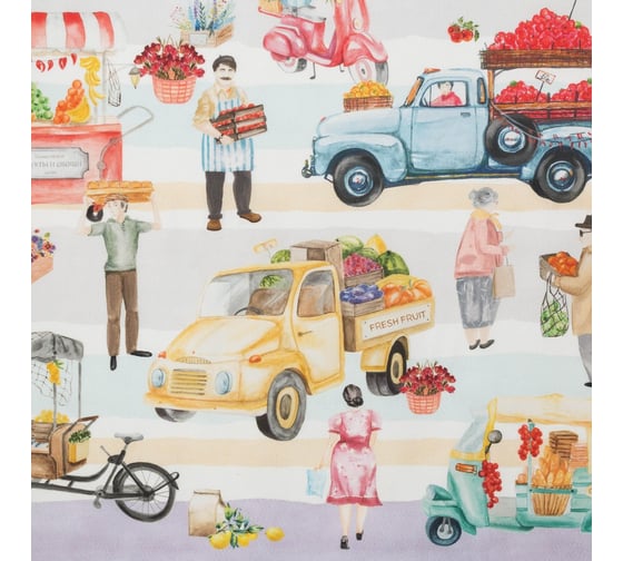 Фартук Этель Food market 70x60 см, 100% хлопок, саржа 190 г/м2 4645843 1