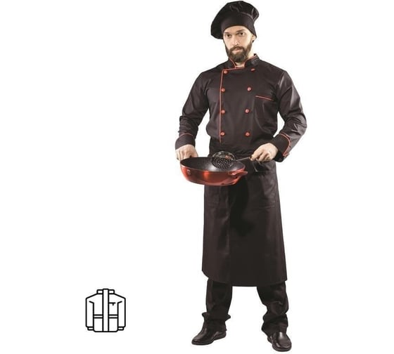 Куртка повара ООО Комус у18-ку, черная, размер 48-50, рост 182-188 830200 1