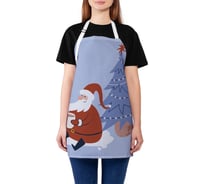 Кухонный фартук JOYARTY Дед Мороз под ёлкой, универсальный размер для женщин и мужчин ap_427900