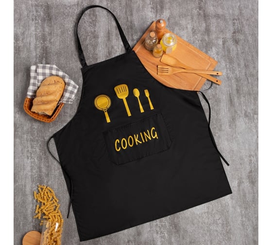 Фартук Этель "Cooking" черный, 70x68 см, 100% полиэстер 7505021