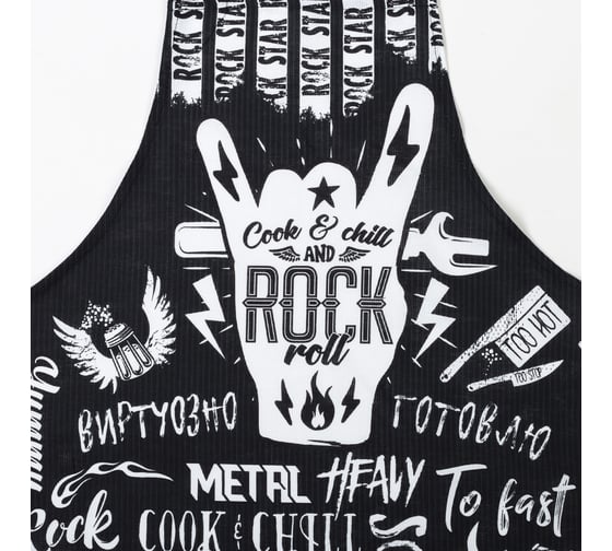 Фартук Доляна Rock'n'roll 60x70 см, рогожка, 100% хлопок, 160 г/кв. м 4136460