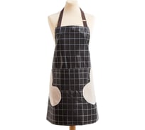Фартук Доляна с карманами, в клетку, цвет черный, 70х65 см, 100% п/э 5358202