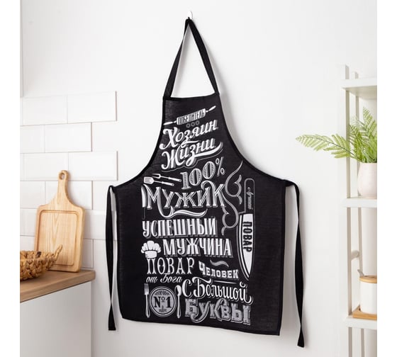 Фартук Доляна 100% Мужик 70x60 см, рогожка, 100% хлопок, 160 г/кв. м 5376591