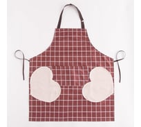 Фартук Доляна с карманами, в клетку, цвет бардо, 70х65 см, 100% п/э 5358205