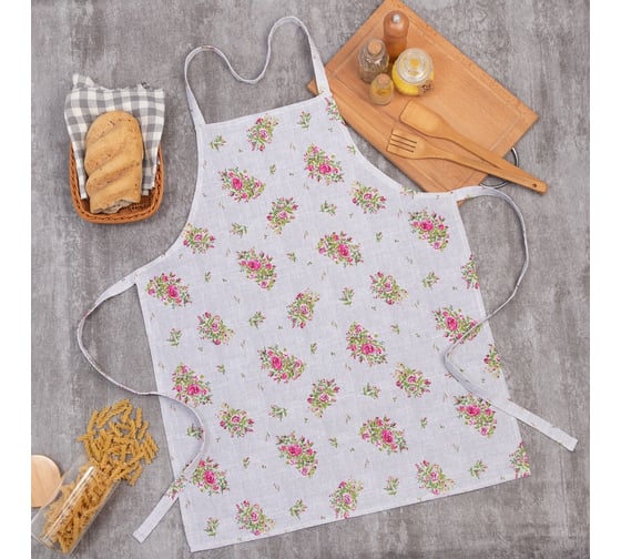 Фартук Доляна Roses on linen 60x70 см, 100% хлопок, рогожка 164 г/кв. м 9149324