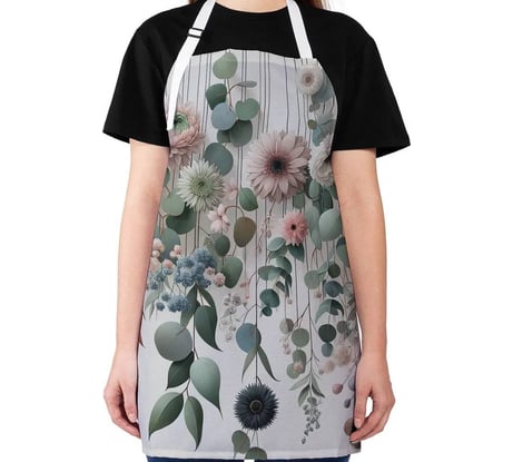 Фартук кухонный JoyArty "Нежные цветы и эвкалипт", универсальный размер для женщин и мужчин ap_sd1437