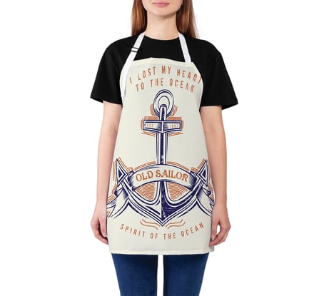 Фартук кухонный JOYARTY "Старый моряк с якорем", универсальный размер для женщин и мужчин ap_15959