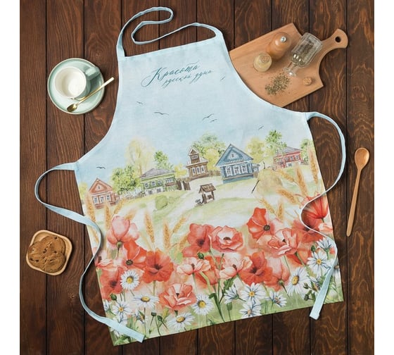 Фартук Этель "Маки" 70x60 см, 100% хлопок, рогожка 160 гр/м2 4645818