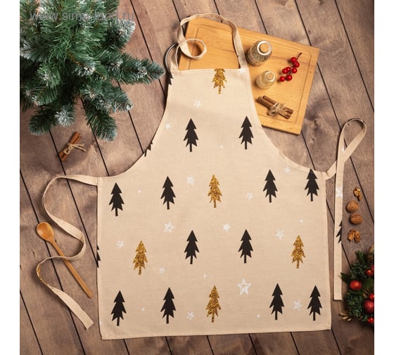 Фартук Доляна "Christmas mood" 60x65см, 100% хлопок, рогожка 164 г/м2 4980239 1
