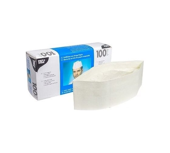 Поварская пилотка PAPSTAR Н85 мм, 100 шт/уп, бумага, белая 1/10 PS-12213