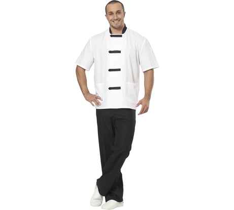 Мужской костюм повара Авангард. Профессиональная экипировка Азия белый/черный, р.96-100, рост 182-188 81418