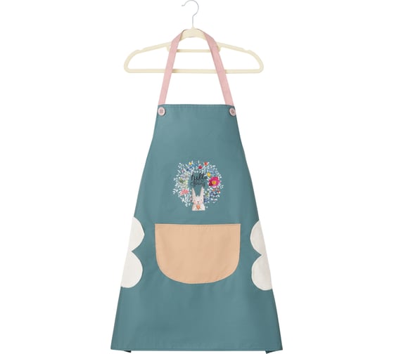 Женский водонепроницаемый кухонный фартук с карманом SHINY KITCHEN сине-зеленый G0157