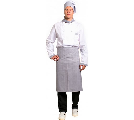 Мужской костюм повара Факел Шеф-2 тк.ТиСи, белый/серый, 60-62; 170-176 55039000.006 1