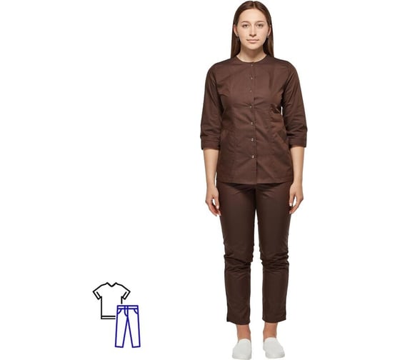 Женский костюм для горничных и уборщиц ООО Комус у27 кбр коричневый, размер 50, рост 158-170 1750413 1