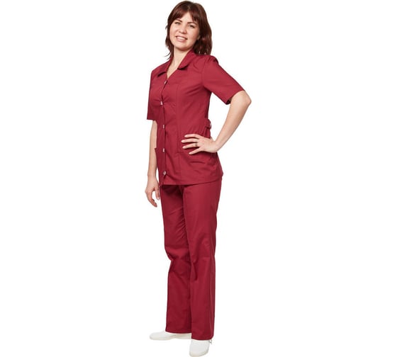 Женский костюм для горничных и уборщиц ООО Комус у12-кбр бордо, размер 56-58, рост 158-164 661157 1