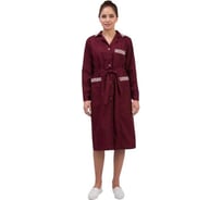 Халат для горничных и уборщиц Комус у01-ХЛ длинный рукав, бордо, р.60-62, рост 158-164 523810
