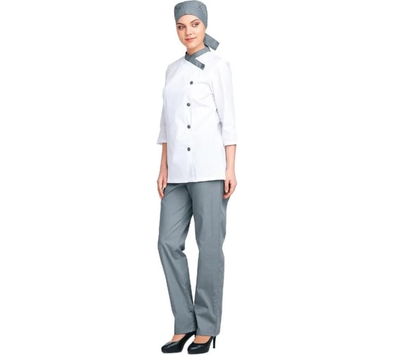 Костюм ГК Спецобъединение БИСТРО, белый-т/серый, женский (136-140, 158-164), компл, Кос 841/136/158