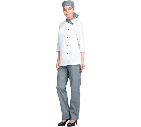 Костюм ГК Спецобъединение БИСТРО, белый-т/серый, женский (88-92, 146-152) Кос 841/88/146