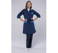 Женский халат с поясом Факел Флора, ткань ТиСи, темно-синий/васильковый, размер 44-46, рост 170-176 87476872.004