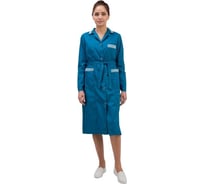 Халат для горничных и уборщиц ООО Комус у01-ХЛ, длинный рукав, бирюзовый, размер 60-62, рост 170-176 93493