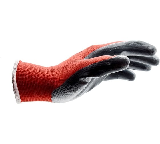 Перчатки защитные из полиэстера с покрытием из нитрила MTE Red Nitrile красные с серым, р.10 2899403110