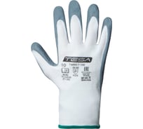 Перчатки TESA twins t-100, вспененный нитрил, покрытие ладонной части, манжета, белый/серый, размер 10, пара 4687203828769