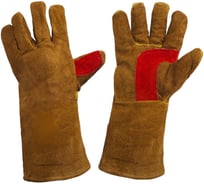 Спилковые пятипалые краги сварщика PLAZWELD желтые P-S4