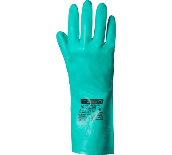 Перчатки TESA nitrochem nc-100, нитрил с хлопковым напылением, зеленый размер 8, пара 4687203829568 1