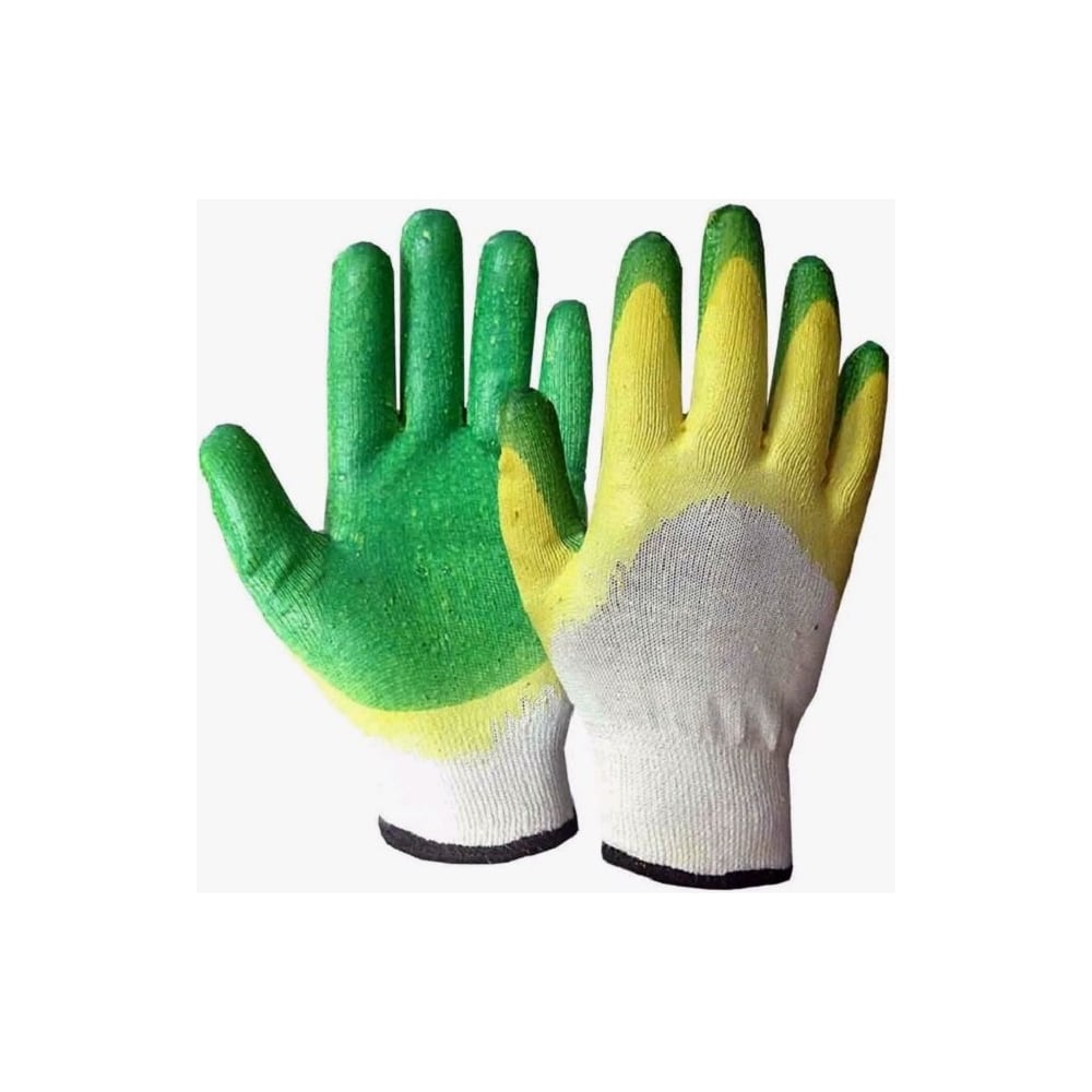 Перчатки Спец х/б двойной облив, латекс желто-зеленый, 13 класс И-8076 ...