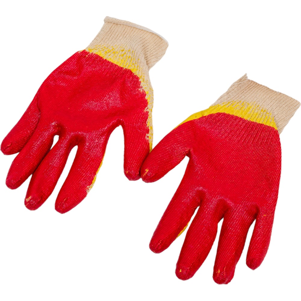 Трикотажные перчатки с 2-ым латексным обливом ООО ЛидерТекс, красный ...