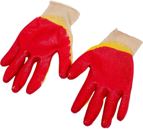 Трикотажные перчатки с 2-ым латексным обливом ООО ЛидерТекс, красный 4670070000086