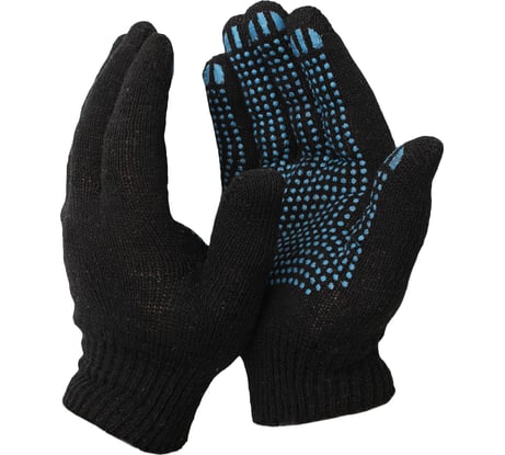 Перчатки ООО ЛидерТекс 10 класс, 4 нити, черные с ПВХ, С 4670070000222