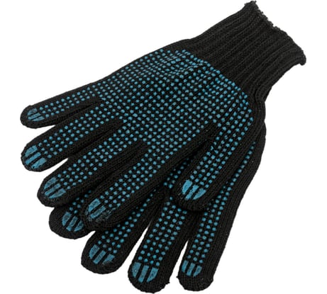 Перчатки ООО ЛидерТекс 7.5 класс, 6 нитей, черные с ПВХ, С 4670070000352