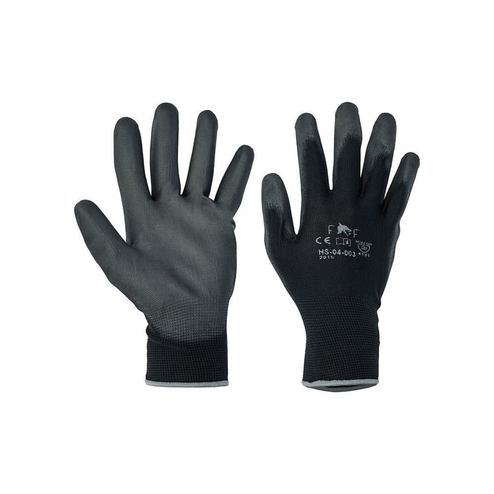 Перчатки CERVA нейлоновые с полиуретановым покрытием, черные, 7 размер ...