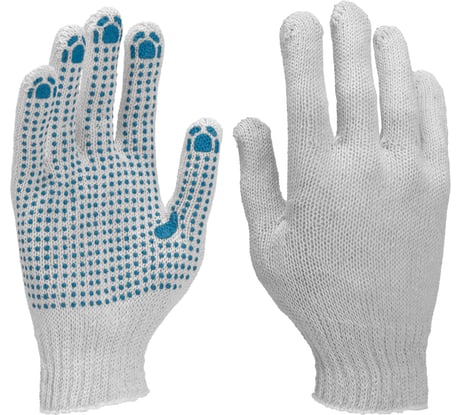 Перчатки Без бренда х/б,ПВХ точка 3-х нитка, 5 пар в упаковке,соотв ГОСТу 5007-87 67718