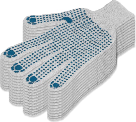 Перчатки Без бренда х/б, ПВХ точка, 6 пар в упаковке 67717